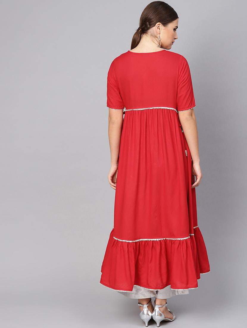 gota work solid a-line kurta - 16736743 - Zoom Image - 3