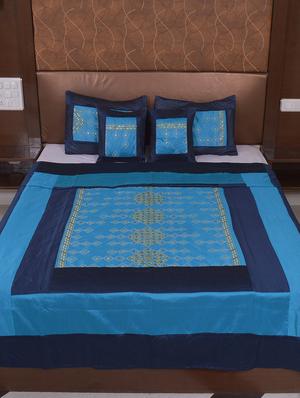 polysilk mirror work bed cover with 2 pillow cover & 2 cusion cover set - 16736901 - Standard Image - 2