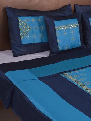 polysilk mirror work bed cover with 2 pillow cover & 2 cusion cover set - 16736901 - Standard Image - 3