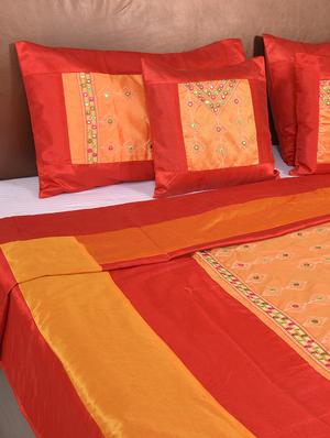 polysilk mirror work bed cover with 2 pillow cover & 2 cusion cover set - 16736903 - Standard Image - 3