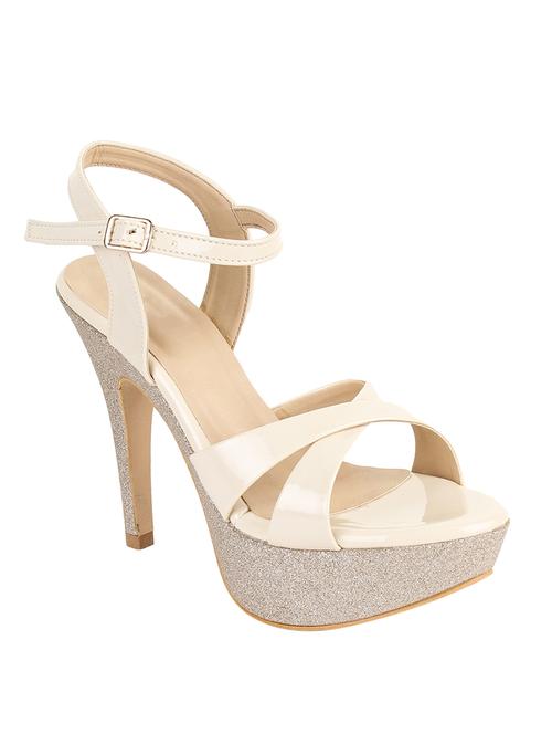 white leatherette ankle strap sandals - 16737026 - Standard Image - 1