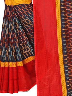 paisley printed saree with blouse - 16737032 - Standard Image - 3