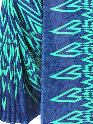 geometrical printed saree with blouse - 16737033 - Standard Image - 3