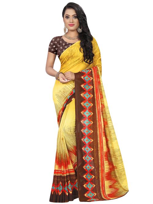 ikat printed saree with blouse - 16737035 - Standard Image - 1