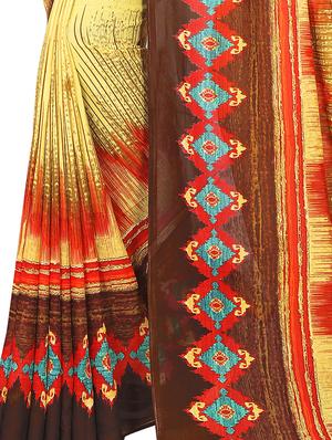 ikat printed saree with blouse - 16737035 - Standard Image - 3