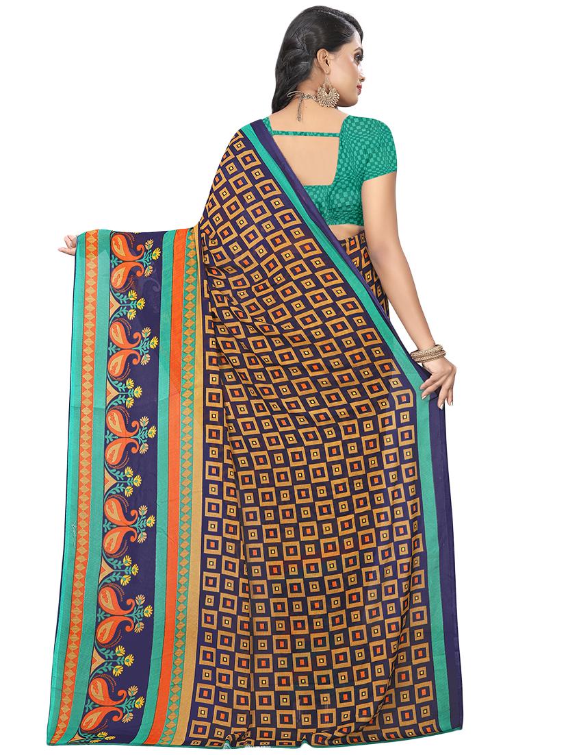 geometrical printed saree with blouse - 16737036 - Zoom Image - 2
