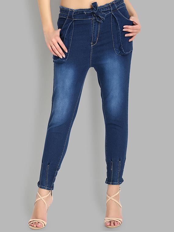 tie knot ruched hem jeans - 16737064 - Zoom Image - 1