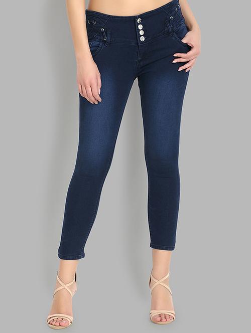 high rise button detail jeans - 16737066 - Standard Image - 1
