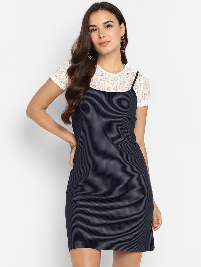 floral laced striped sheath dress - 16737274 - Zoom Image - 1