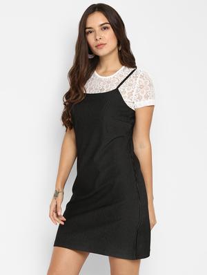 floral laced striped sheath dress - 16737275 - Standard Image - 2