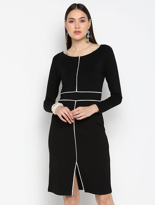 round neck contrast piping dress - 16737276 - Standard Image - 1