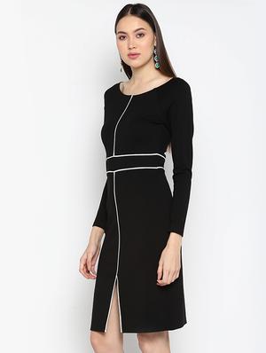 round neck contrast piping dress - 16737276 - Standard Image - 2