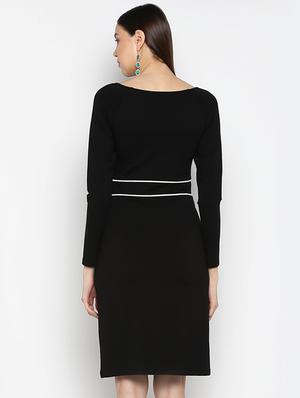 round neck contrast piping dress - 16737276 - Standard Image - 3