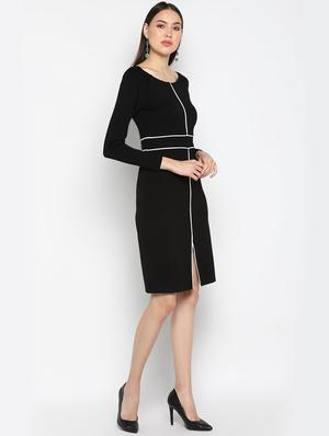 round neck contrast piping dress - 16737276 - Standard Image - 4