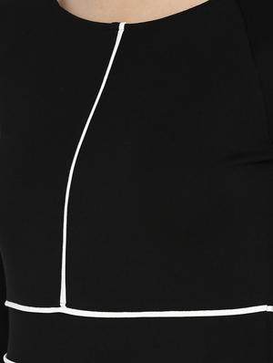 round neck contrast piping dress - 16737276 - Standard Image - 5