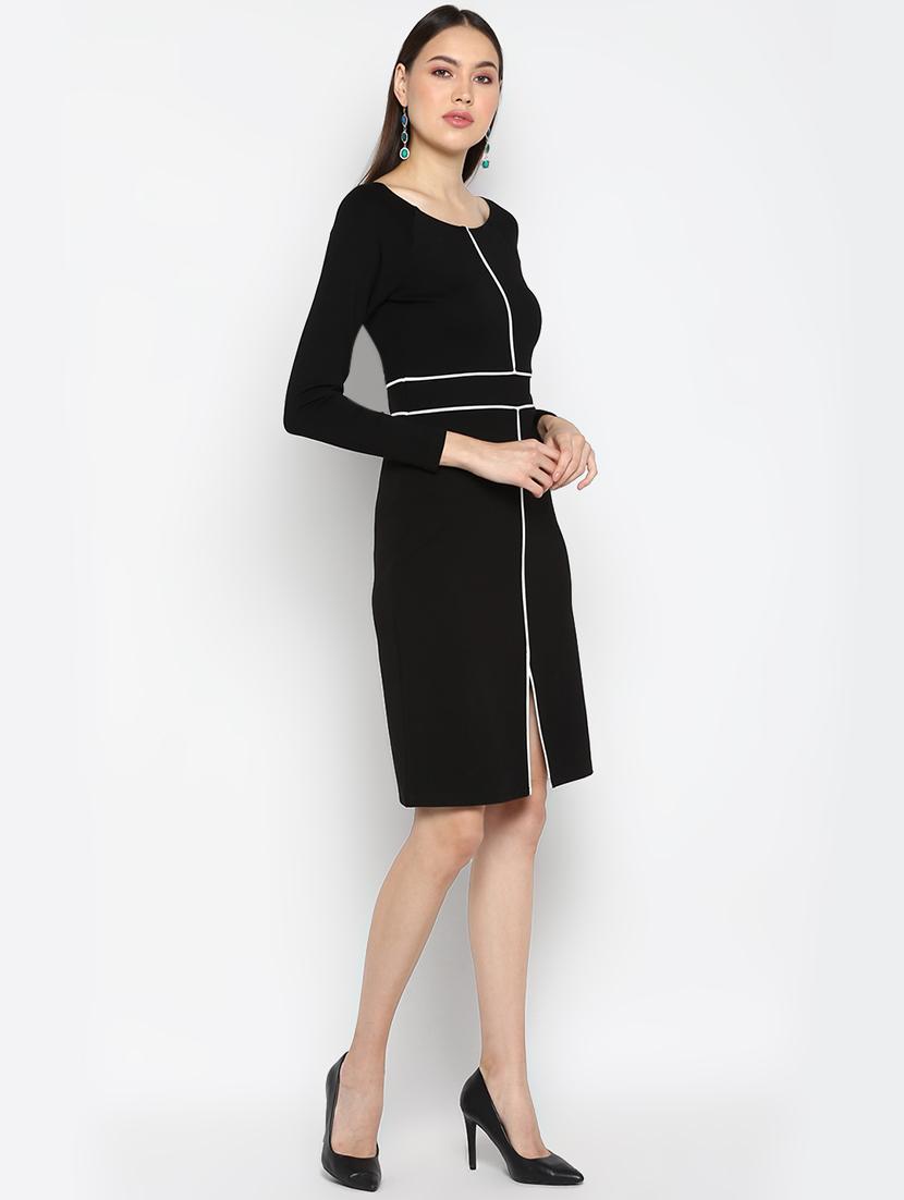 round neck contrast piping dress - 16737276 - Zoom Image - 4