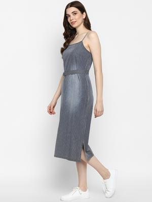 cami neck striped belted dress - 16737277 - Standard Image - 2