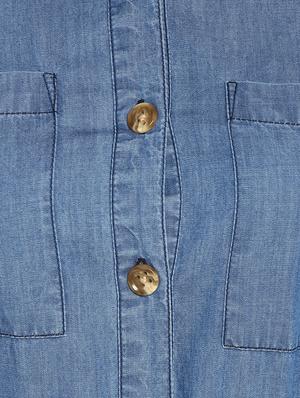 curved hem belted denim shirt dress - 16737279 - Standard Image - 6