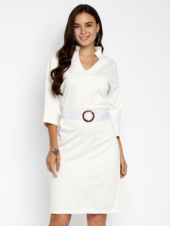 buckle detail notch neck sheath dress - 16737281 - Zoom Image - 1
