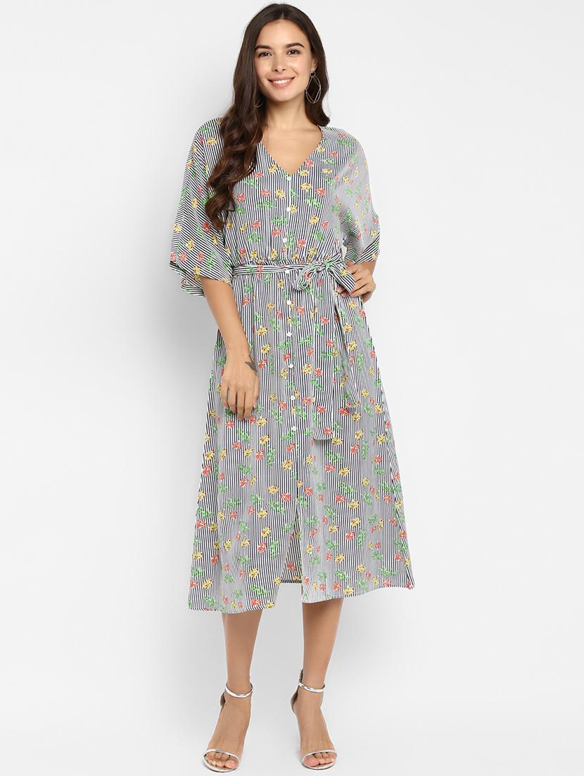 tie knot floral a-line dress - 16737284 - Zoom Image - 1