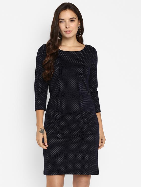 cutout back pin dots sheath dress - 16737286 - Zoom Image - 1