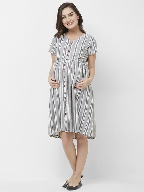 v-neck button up maternity wear dress - 16737353 - Standard Image - 1