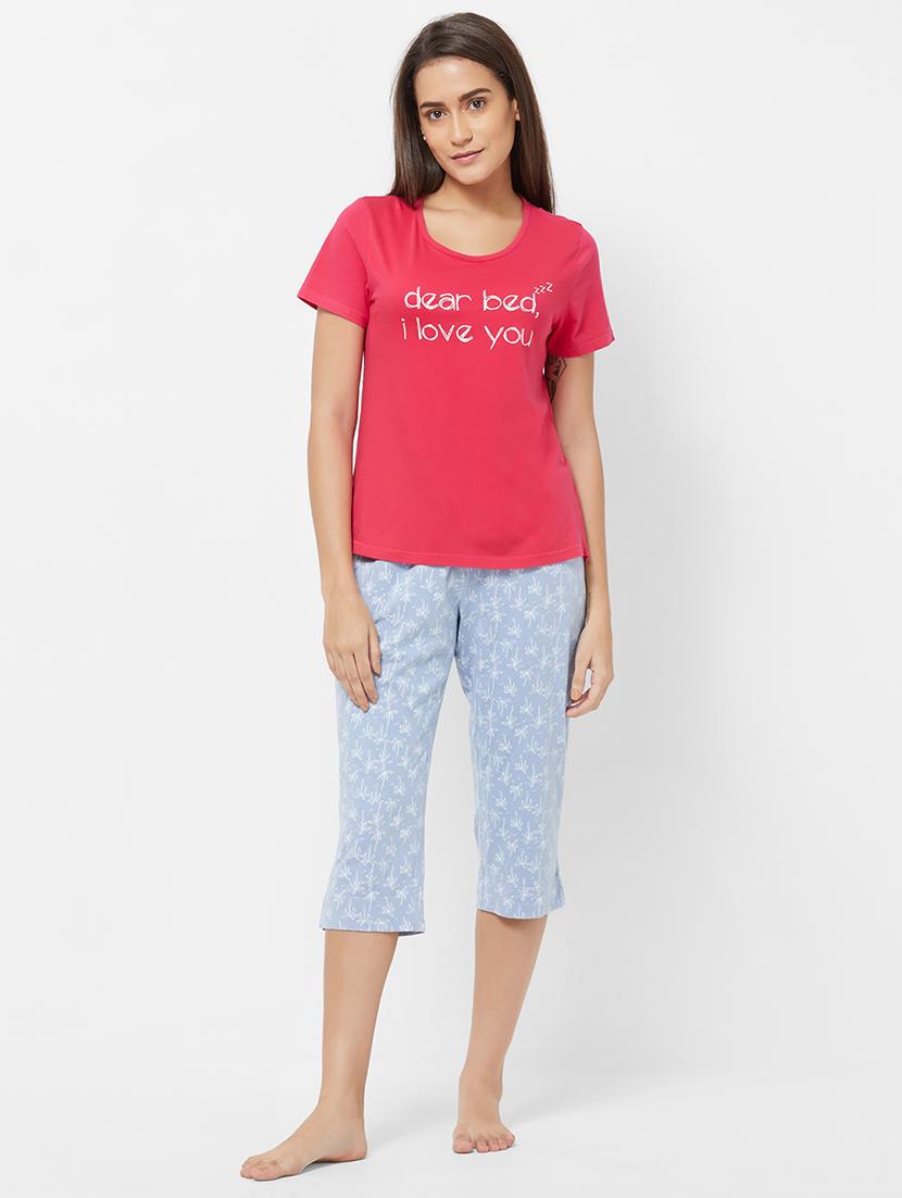 round neck tee with printed capri - 16737360 - Zoom Image - 1