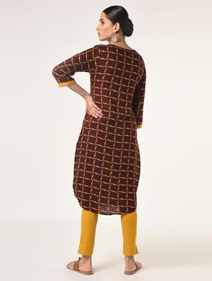 checkered straight kurta - 16737445 - Standard Image - 3