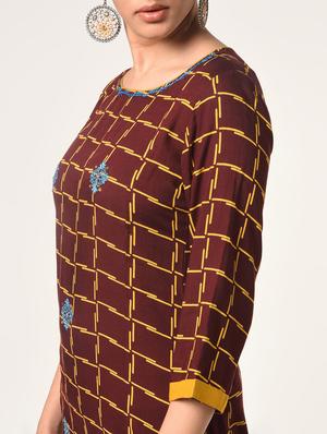 checkered straight kurta - 16737445 - Standard Image - 4
