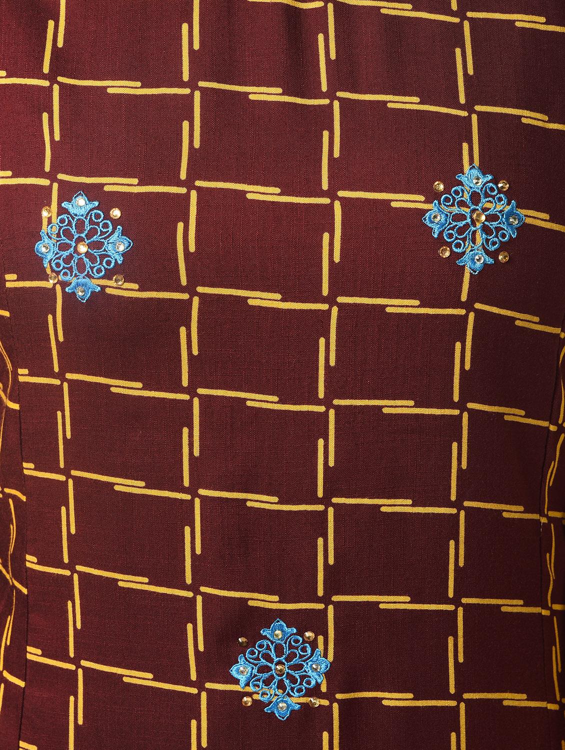 checkered straight kurta - 16737445 - Zoom Image - 5