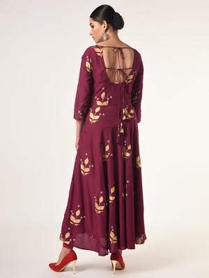 foil print flared kurta - 16737447 - Standard Image - 4