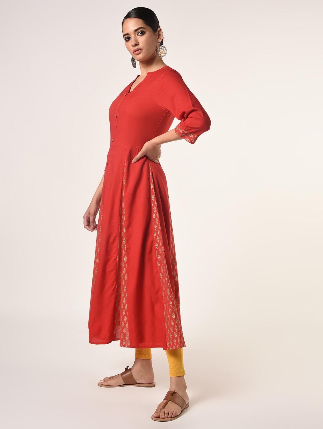 solid flared kurta - 16737448 - Zoom Image - 2