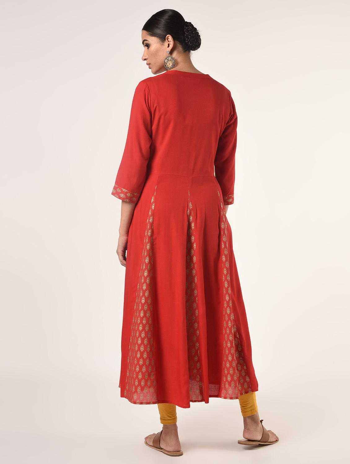 solid flared kurta - 16737448 - Zoom Image - 3