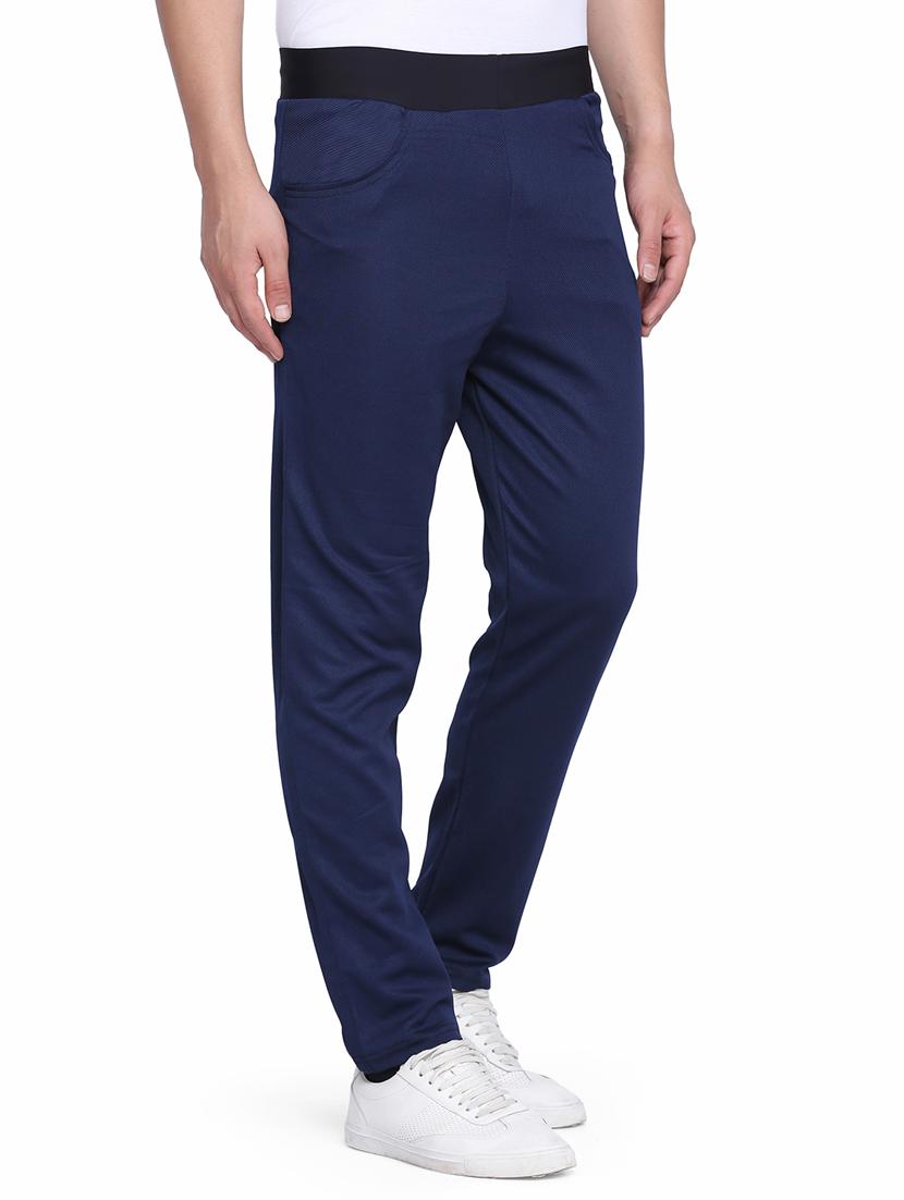 navy blue checkered track pant - 16737451 - Zoom Image - 2
