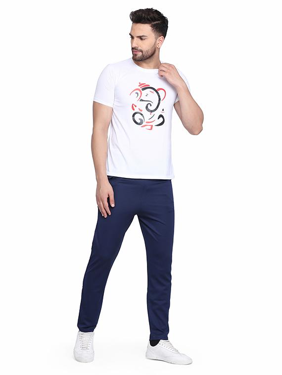 navy blue checkered track pant - 16737451 - Zoom Image - 4