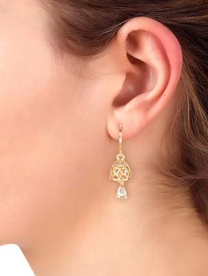 gold metal drop earring - 16737615 - Standard Image - 3
