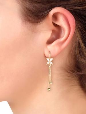 gold metal drop earring - 16737617 - Standard Image - 3