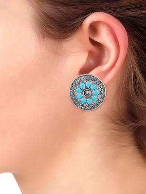 blue metal studs earring - 16737632 - Standard Image - 3
