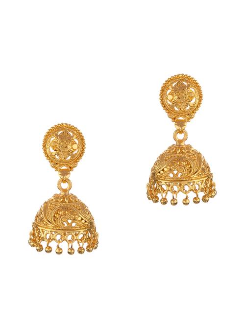 gold metal jhumka earring - 16737634 - Standard Image - 1