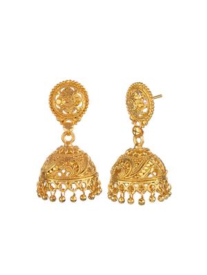 gold metal jhumka earring - 16737634 - Standard Image - 2