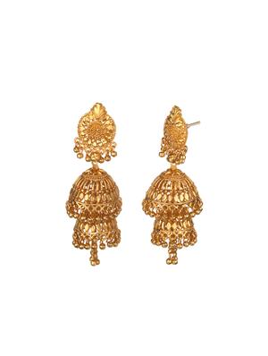 gold metal jhumka earring - 16737636 - Standard Image - 2
