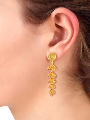 gold metal drop earring - 16737638 - Standard Image - 3