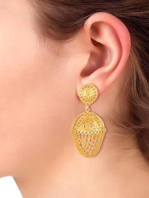 gold metal drop earring - 16737639 - Standard Image - 3