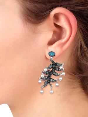 blue metal drop earring - 16737647 - Standard Image - 3