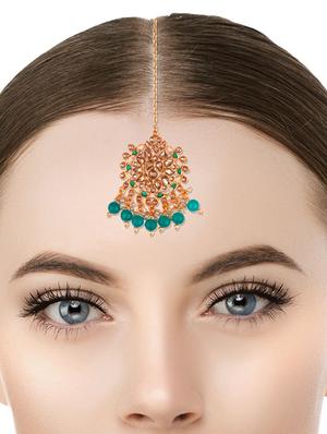 green metal maang teekas & passa - 16737655 - Standard Image - 3