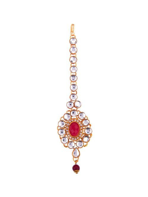 pink metal maang teekas & passa - 16737657 - Standard Image - 1