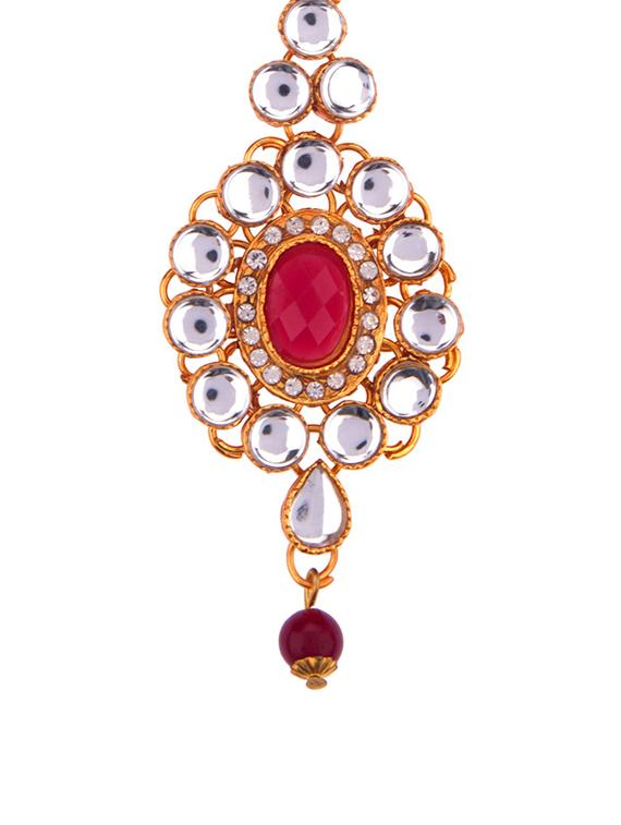 pink metal maang teekas & passa - 16737657 - Zoom Image - 2