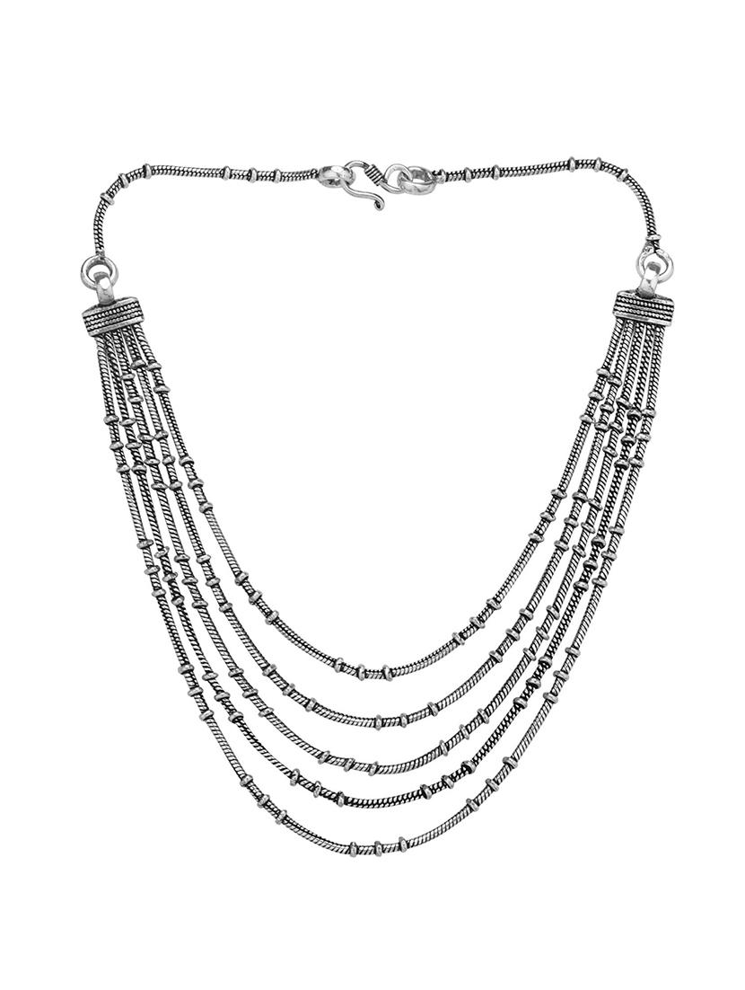 silver metal short necklace - 16737672 - Zoom Image - 1