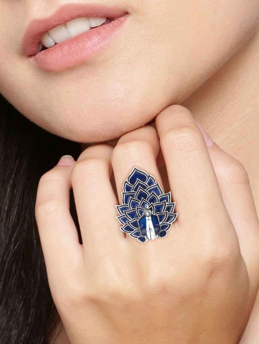 blue metal finger ring - 16737696 - Zoom Image - 3