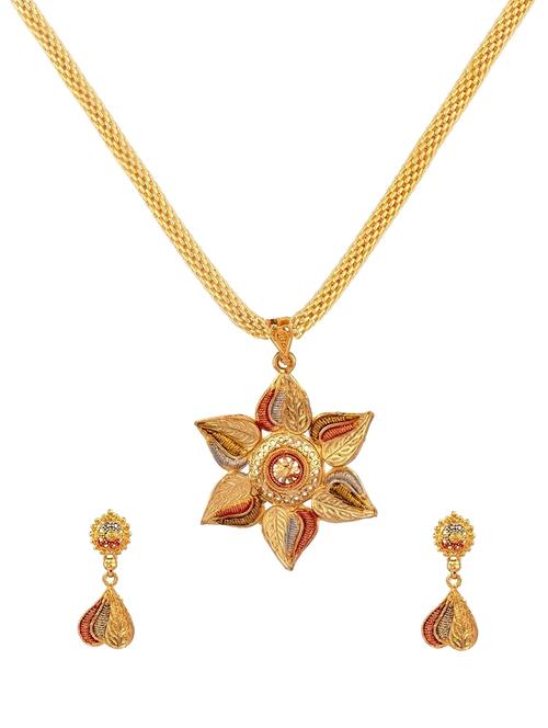 gold metal pendants and earring - 16737712 - Standard Image - 1